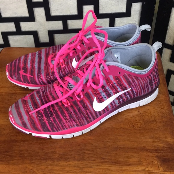 Nike Shoes - Nike Free Run TR Fit 4 pink and grey stripe shoes